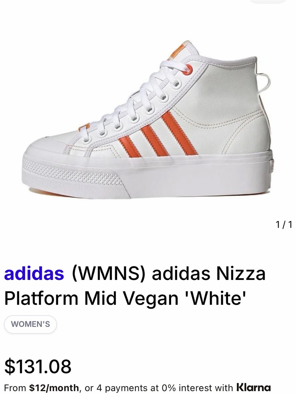 adidas Nizza Platform Mid Women's Sneakers - White/Orange Accent